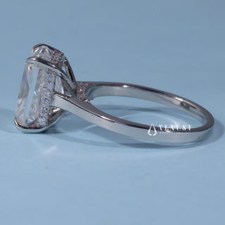 3.0CT Radiant Moissanite Diamond Hidden Halo Cathedral Engagement Ring