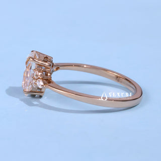 1.0CT Pear Cut Moissanite Diamond Cluster Engagement Ring