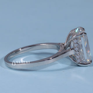 3.0CT Radiant Moissanite Diamond Hidden Halo Cathedral Engagement Ring