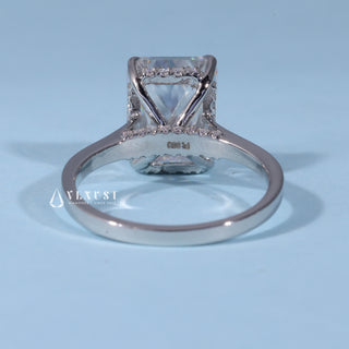 3.0CT Radiant Moissanite Diamond Hidden Halo Cathedral Engagement Ring