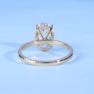 1.0CT Oval Cut Moissanite Diamond Hidden Halo Solitaire Engagement Ring