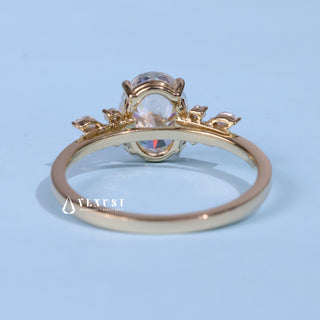 1.50CT Oval Cut Moissanite Diamond Cluster Engagement Ring