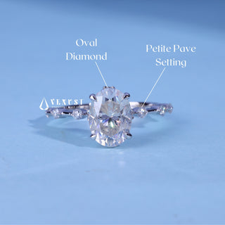 1.50CT Oval Cut Moissanite Diamond Petite Pave Engagement Ring
