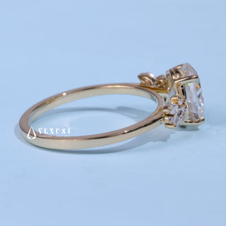 1.50CT Oval Cut Moissanite Diamond Cluster Engagement Ring