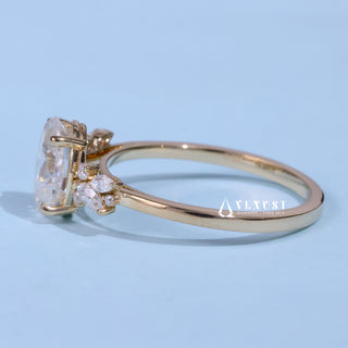 1.50CT Oval Cut Moissanite Diamond Cluster Engagement Ring