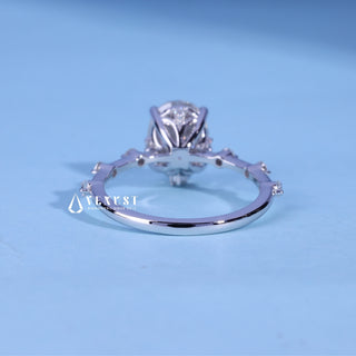 1.50CT Oval Cut Moissanite Diamond Petite Pave Engagement Ring
