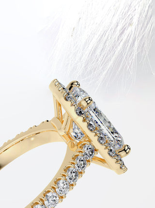 3.8 CT Radiant Cut Moissanite Diamond Halo Engagement Ring For Women