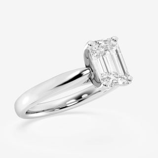 Emerald Cut Cathedral Solitaire Moissanite Diamond  Engagement