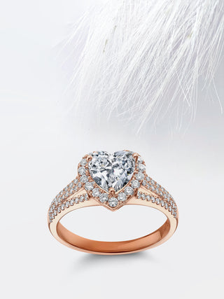 1.0 CT Heart Cut Moissanite Diamond Halo Engagement Ring For Women
