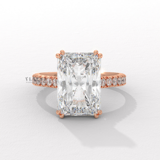 4.0CT Radiant Cut Moissanite Diamond Pavé Engagement Ring