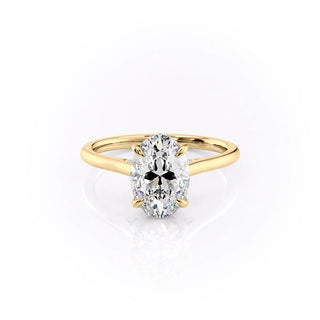 2.10 Oval Cut Solitaire Style Moissanite Engagement Ring