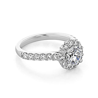 1.0ct Round Cut Floral Halo 4 Prong Moissanite Solitaire Engagement Ring