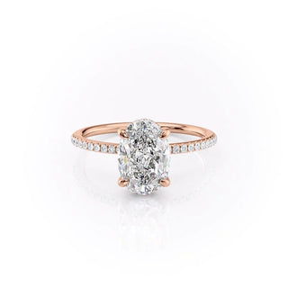 2.10 CT Oval Cut Solitaire & Pave Setting Moissanite Engagement Ring