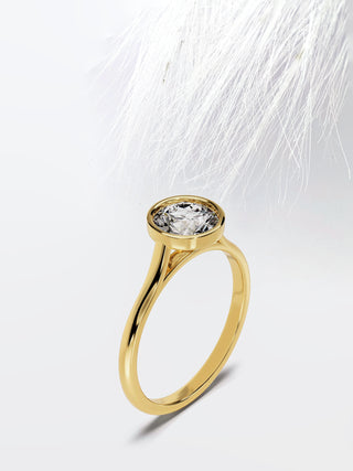 1.0CT Round Cut Moissanite Diamond Bezel Engagement Ring