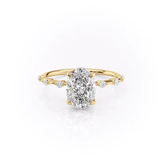 2.72 CT Oval Cut Solitaire Dainty Pave Moissanite Engagement Ring