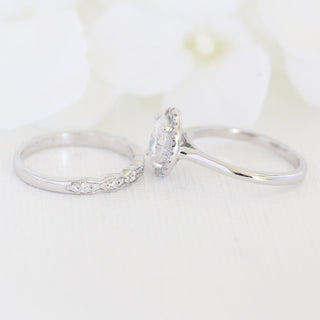 1.50CT Oval Cut Moissanite Halo Bridal Engagement Ring Set