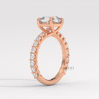 2 carat cushion pavé engagement ring