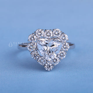1.0CT Heart Cut Moissanite Diamond Halo Cathedral Engagement Ring