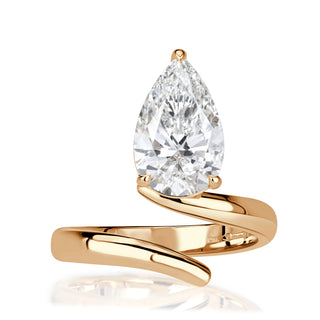 3.0CT pear moissanite ring
