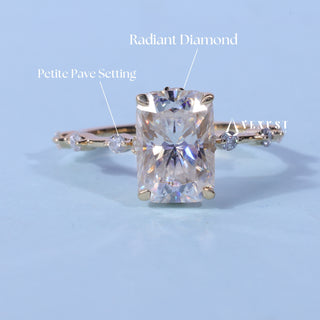 3.0CT Radiant Cut Moissanite Diamond Petite Pave Engagement Ring