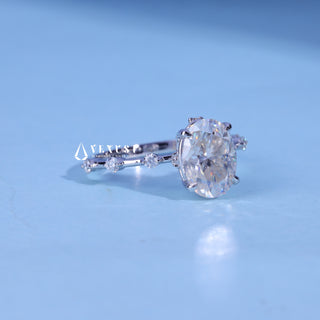 1.50CT Oval Cut Moissanite Diamond Petite Pave Engagement Ring