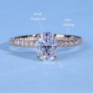 1.0CT Oval Cut Moissanite Diamond Pave Engagement Ring