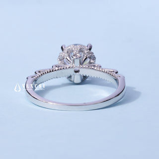 1.0CT Round Cut Moissanite Diamond Cluster Engagement Ring