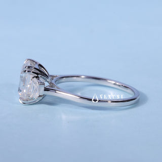 2.0CT Asscher Cut Moissanite Diamond Three Stone Engagement Rings