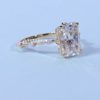 3.0CT Radiant Cut Moissanite Diamond Petite Pave Engagement Ring