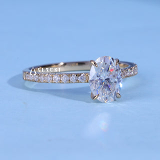 1.0CT Oval Cut Moissanite Diamond Pave Engagement Ring