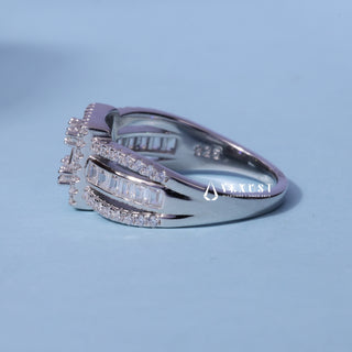 1.0CT Round And Baguette Moissanite Diamond Cluster Engagement Ring