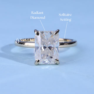 2.0CT Radiant Cut Moissanite Diamond Solitaire Engagement Ring