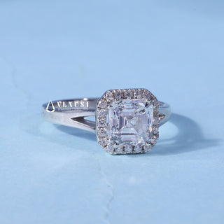 1.50CT Asscher Cut Moissanite Diamond Halo Split Shank Engagement Ring