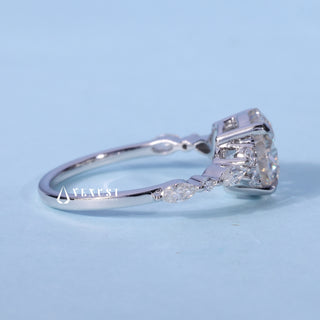 1.0CT Round Cut Moissanite Diamond Cluster Engagement Ring