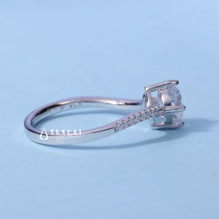 0.50CT Round Moissanite Diamond Tension Style Pave Engagement Ring