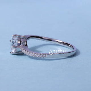 0.50CT Round Moissanite Diamond Tension Style Pave Engagement Ring