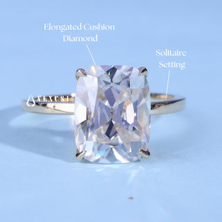 2.0CT Elongated Cushion Cut Moissanite Diamond Solitaire Engagement Ring