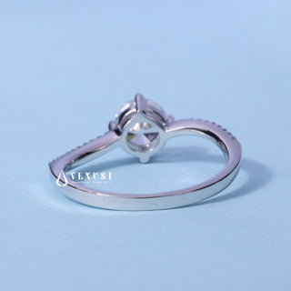 0.50CT Round Moissanite Diamond Tension Style Pave Engagement Ring