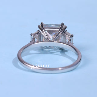 3.0CT Princess Cut Moissanite Diamond Three Stone Engagement Rings