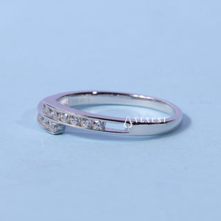 Round Moissanite Diamond Channel Pave Wedding Band