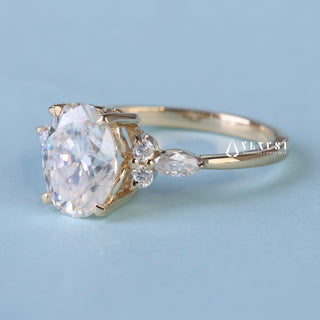1.50CT Oval Cut Moissanite Diamond Cluster Engagement Ring
