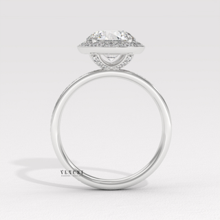 1.0CT Round Moissanite Diamond Halo Pave Engagement Ring