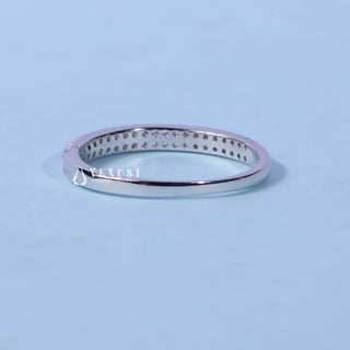 Round Moissanite Diamond Two Row Pave Wedding Band