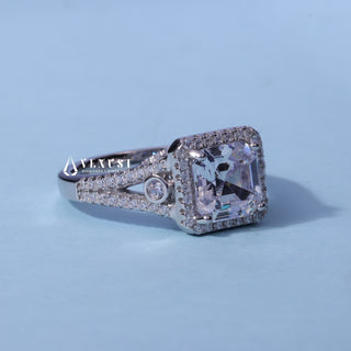 1.50CT Asscher Cut Moissanite Diamond Halo Split Shank Engagement Ring