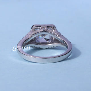 1.50CT Asscher Cut Moissanite Diamond Halo Split Shank Engagement Ring