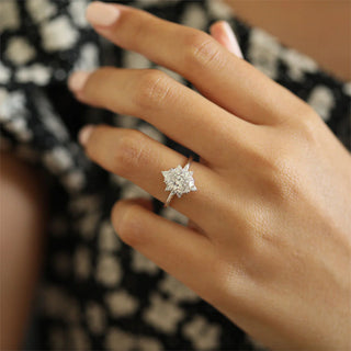 2.1CT Oval Shaped Halo Moissanite Diamond Engagement Ring