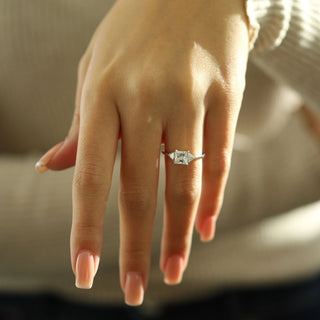 1.18CT Princess3 Stones Moissanite Diamond Engagement Ring