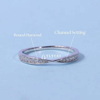 Round Moissanite Diamond Channel Pave Wedding Band