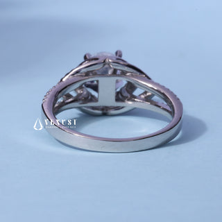 1.0CT Round Moissanite Diamond Halo Split Shank Engagement Ring