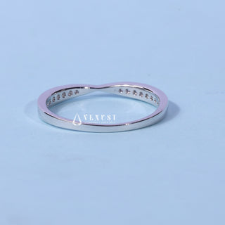 Round Moissanite Diamond Channel Pave Wedding Band